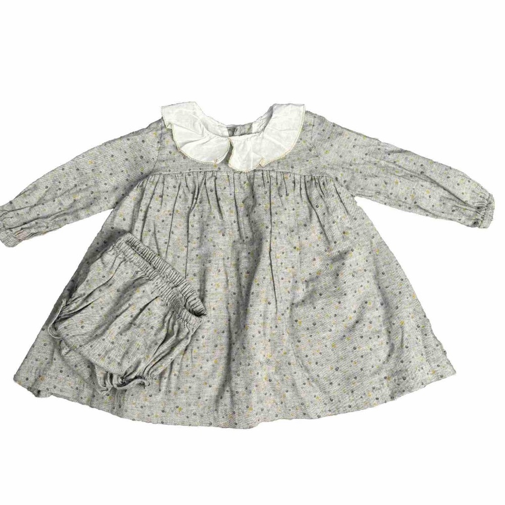 gocco baby girl dress 6-9 mo w/bloomers peter pan collar polka dots fully lined
